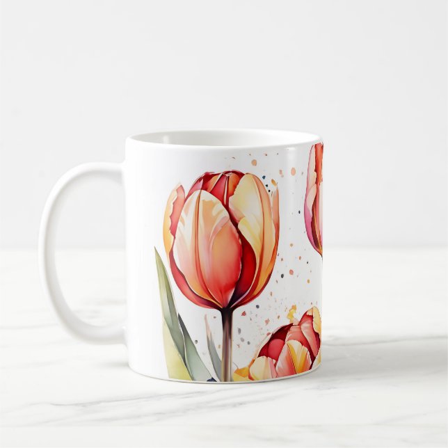 Taza De Café Tulipán audaz florece colorido moderno (Izquierda)