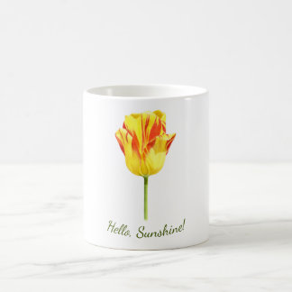Taza De Café Tulipán rojo y amarillo personalizado