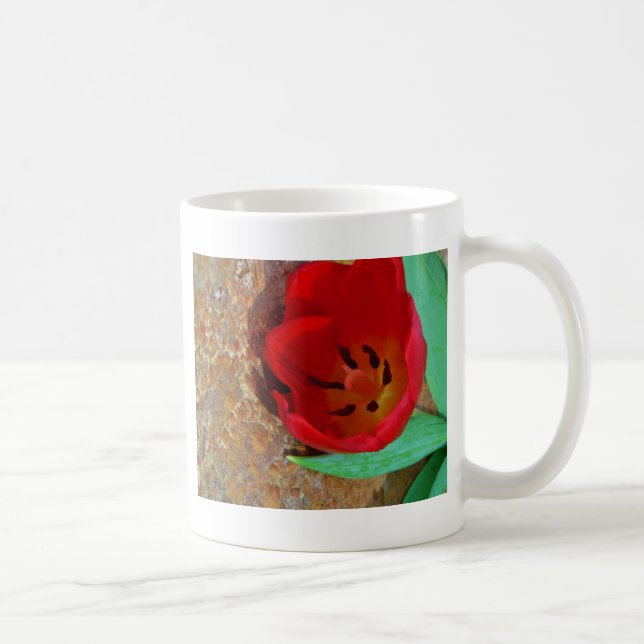 Taza De Café Tulipán rojo y amarillo primavera (Derecha)