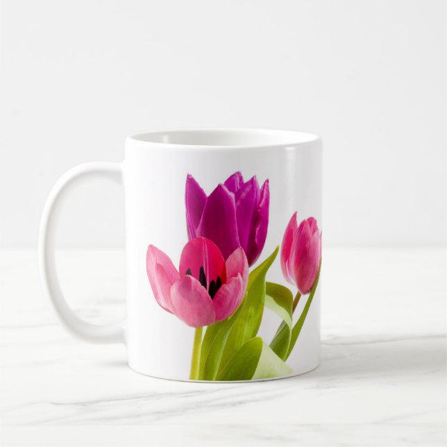 Taza de café Tulipán Rosa Estilo Primavera (Izquierda)