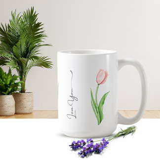 Taza De Café Tulipán Tulip Floral Monograma café Mug