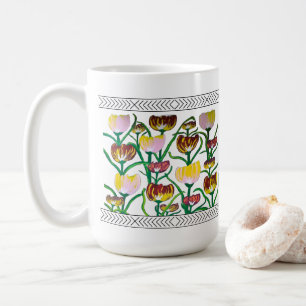 Taza De Café Tulipanes abstractos multicolor