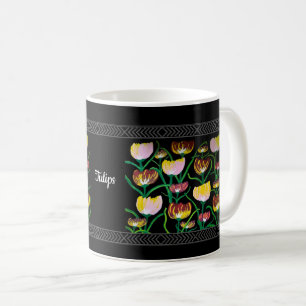Taza De Café Tulipanes abstractos multicolor