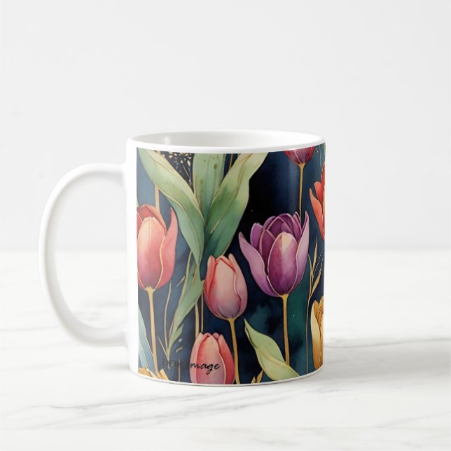 Taza De Café "Tulipanes aluviales" Mug botánico por DAKimage (Izquierda)