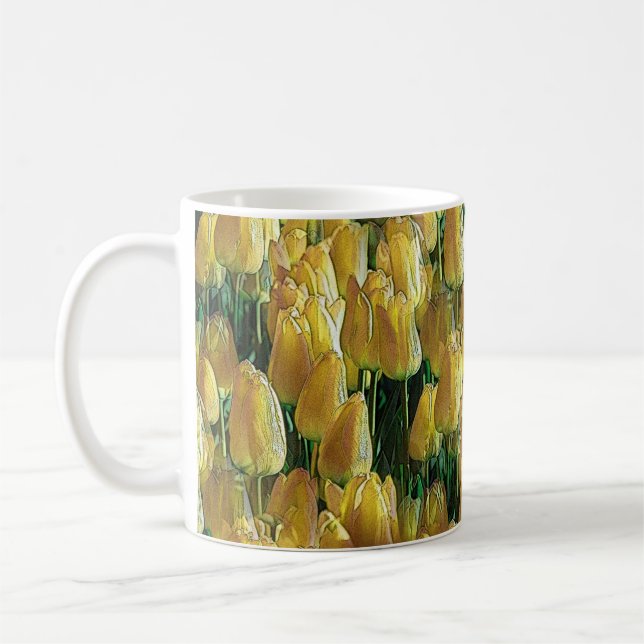 Taza De Café Tulipanes amarillos brillantes (Izquierda)