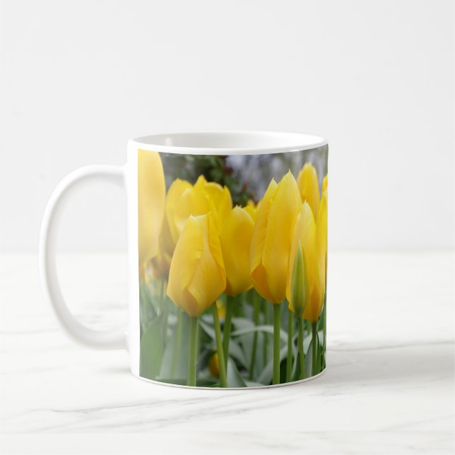 Taza De Café Tulipanes de primavera amarilla (Izquierda)