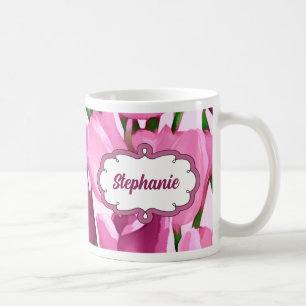 Taza De Café Tulipanes de primavera nombre personalizado regalo