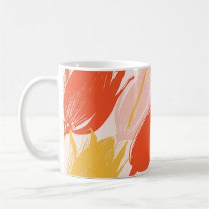 Taza De Café Tulipanes diagonales: Diseño de color claro.