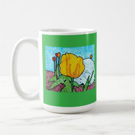 Taza De Café Tulipanes en un jardín Kelly Green