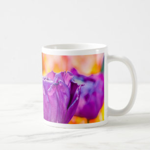 Taza De Café Tulipanes encantadores púrpura