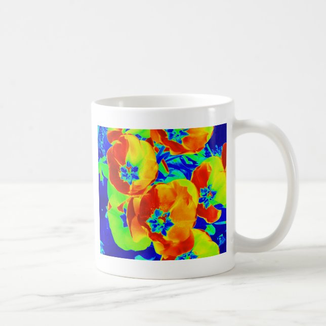 Taza De Café tulipanes fluorescentes (Derecha)