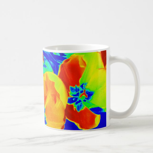 Taza De Café tulipanes fluorescentes (Derecha)