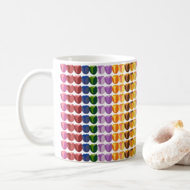 Taza De Café Tulipanes multicolores para primavera (Con donut)