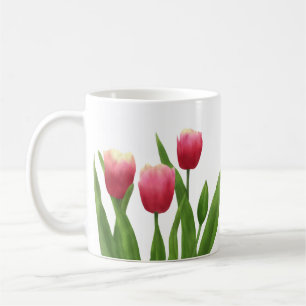 Taza De Café Tulipanes rojos con vegetación