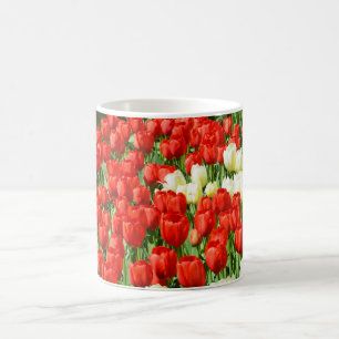 Taza De Café Tulipanes rojos y blancos