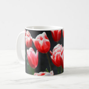 Taza De Café Tulipanes rojos y blancos