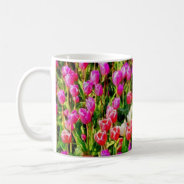 Taza De Café Tulipanes rojos y blancos de Mt Vernon (Izquierda)