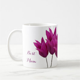 Taza De Café tulipanes rosa floral elegante mejor Mamá
