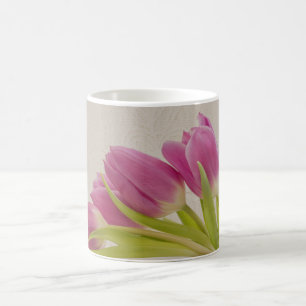 Taza De Café Tulipanes rosas y encaje