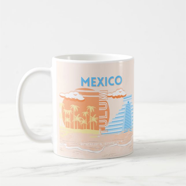 Taza De Café Tulum, México, arte de viajes, playa de verano (Izquierda)