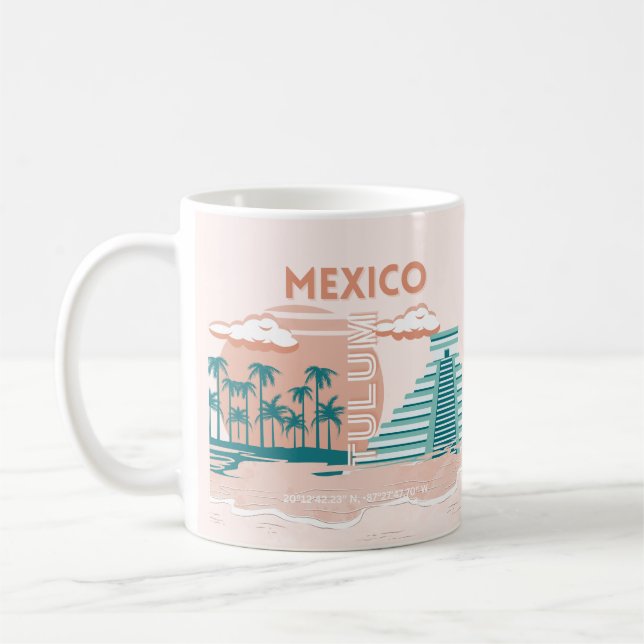Taza De Café Tulum, México, arte de viajes, retro (Izquierda)