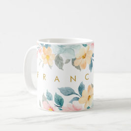 Taza De Café Tumbas de agua florales primavera añada su nombre