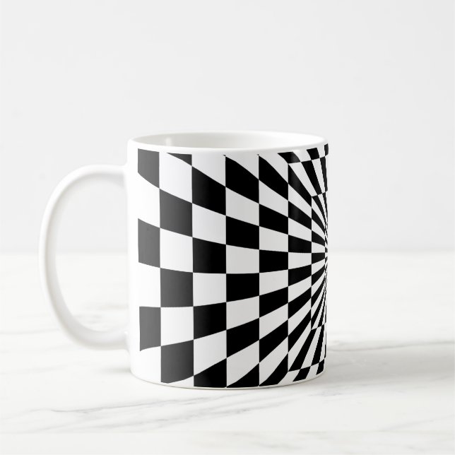 Taza De Café túnel de tablero de ajedrez de ilusión óptica (Izquierda)