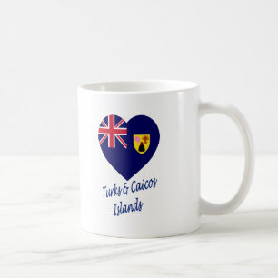 Taza De Café Turcos y corazón de la bandera de las islas de