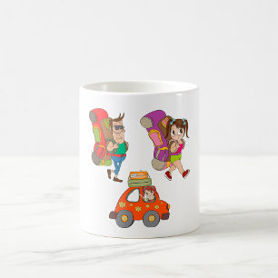Taza De Café Turistas Con Mochilas Viajando Por Café Mug