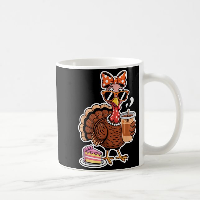 Taza De Café Turkey Drinking Coffee Bow Thanksgiving Womens Tur (Derecha)