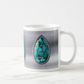 Taza De Café Turquesa con bisel plateado