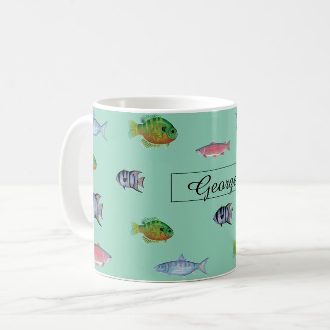 Taza De Café Turquesa ligera de los pescados (Anverso izquierdo)