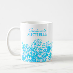 Taza De Café Turquesa nupcial de la cesta floral del favor de