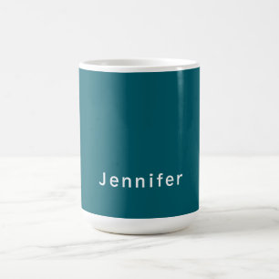 Taza De Café Turquesa Oscuro Moderno Minimalista Tu Nombre