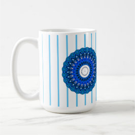 Taza De Café Turquesa Pinstried Blue Mandala Mug