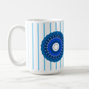 Taza De Café Turquesa Pinstried Blue Mandala Mug
