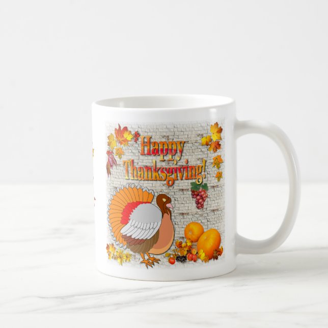 Taza De Café Turquía y calabazas ~ Mug del día de Acción de Gra (Derecha)
