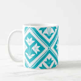 Taza De Café Turquoise Floral Quilt Mug