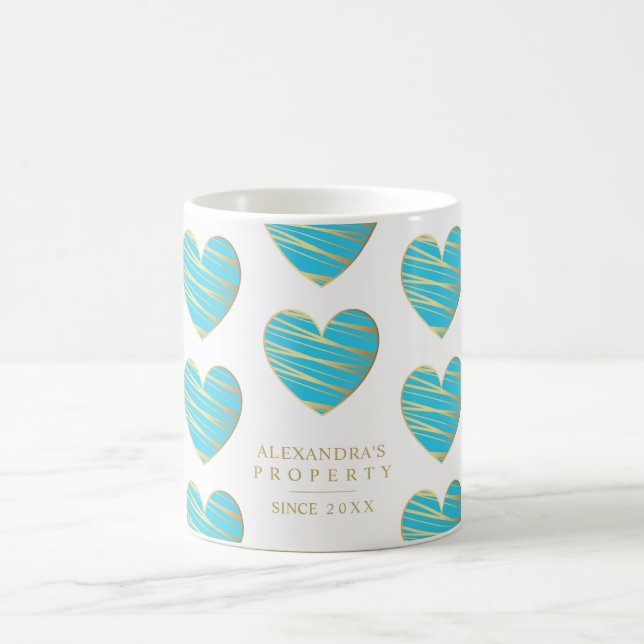 Taza De Café Turquoise Heart Best Friends Regalo de Ocasión (Centro)