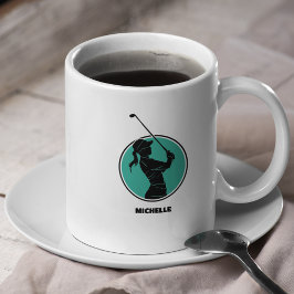 Taza De Café Turquoise Ladies Golf Silhouette