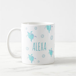 Taza De Café Turtle Kids Under The Sea Watercolor Pastel Bubble