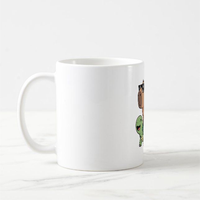 Taza De Café Turtle Rige Capybara, curioso capibara (Izquierda)