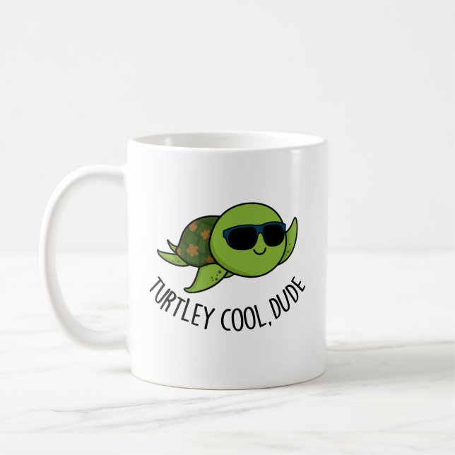 Taza De Café Turtley Guay Dude Funny Turtle Pun (Izquierda)