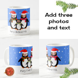 Taza De Café Tus fotos de las navidades de los pingüinos de inv
