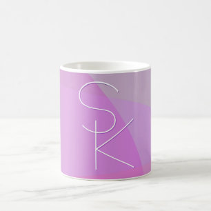 Taza De Café Tus iniciales superpuestas   Geométrico rosa moder