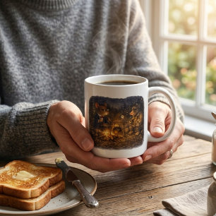 Taza De Café Tux y Twitch Noche de fogata