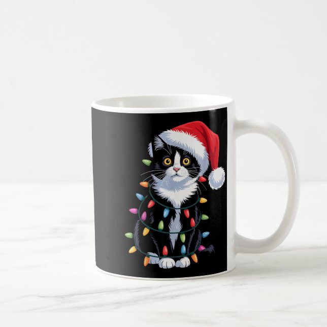 Taza De Café Tuxedo Cat Meow Santa Tuxie Christmas Tree  (Derecha)