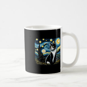 Taza De Café Tuxedo Cat Starry Night Pintura Tuxedo Cat Dueño