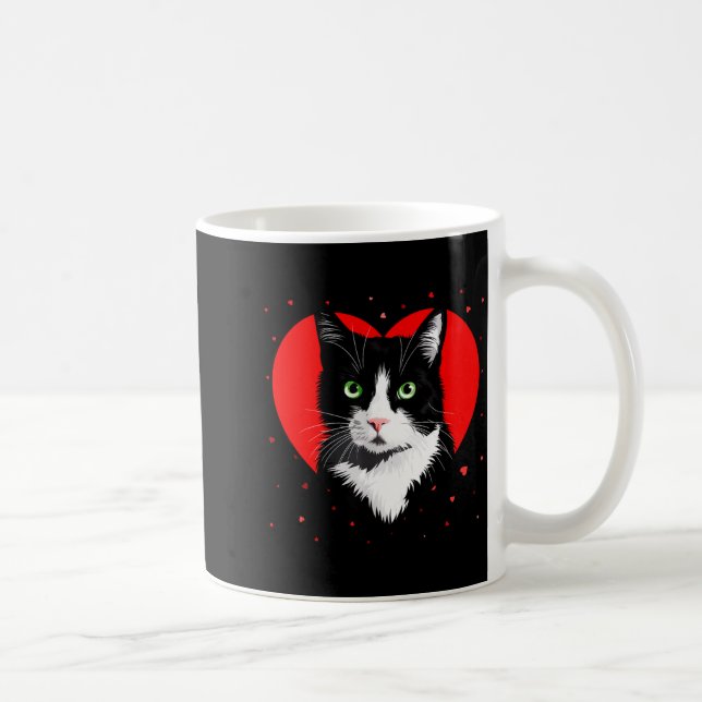 Taza De Café Tuxedo Cat Valentine Heart For Kitten And Animal L (Derecha)