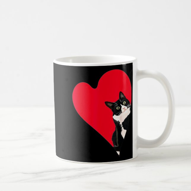 Taza De Café Tuxedo Cat Valentine Heart For Kitten And Animal L (Derecha)